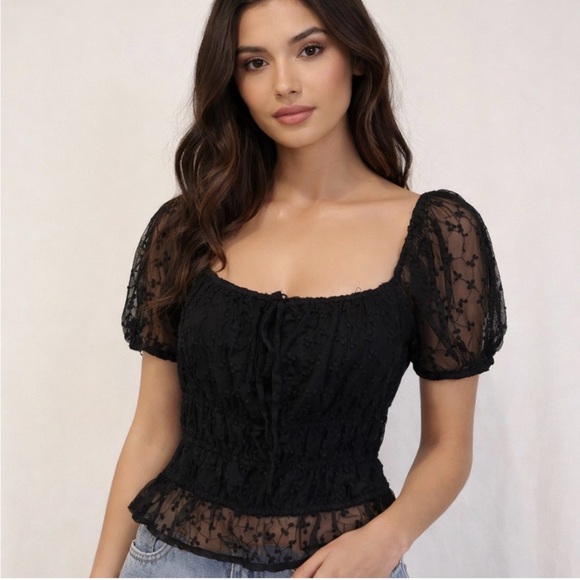 Japna Tops - Japna Black Lace Blouse